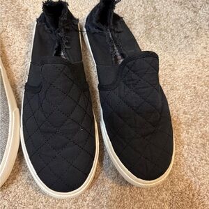 Quilted Black Slip-On Sneakers